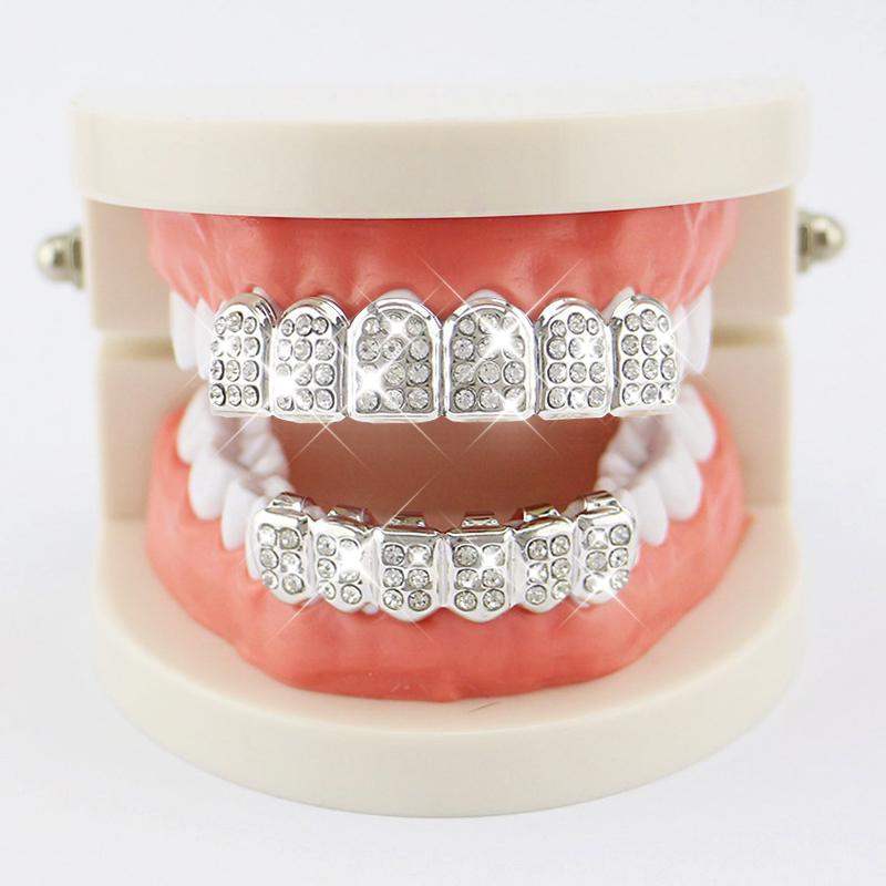 Хип-хоп зубы Grillz циркон серебро 18 карат позолоченные зубы рэпер ювелирные изделия Iced Out Grillz для мужчин и женщин