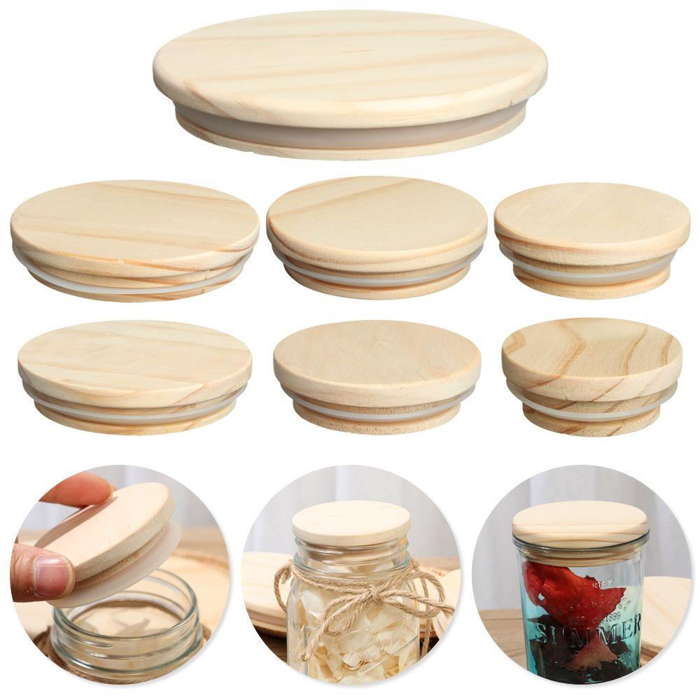 Various Sizes Wide Mouth Cover Wood Lids Reusable Wooden Kitchen Organization Bottle Sealing Caps Canning Storage Mason Jar Lid