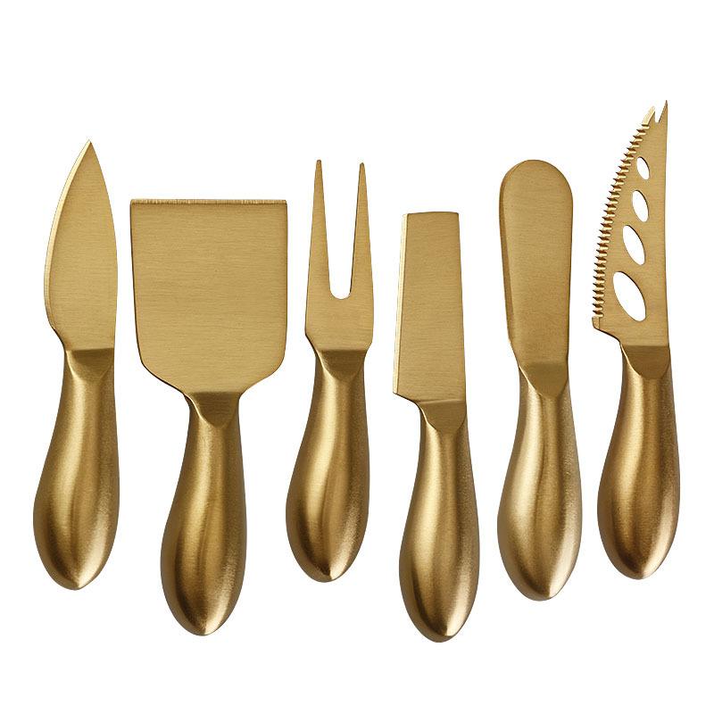 Полая ручка из нержавеющей стали, Золотой нож для сыра, Набор ножей для сыра, Упаковка для переплета карт, Ножи и вилки в стиле вестерн