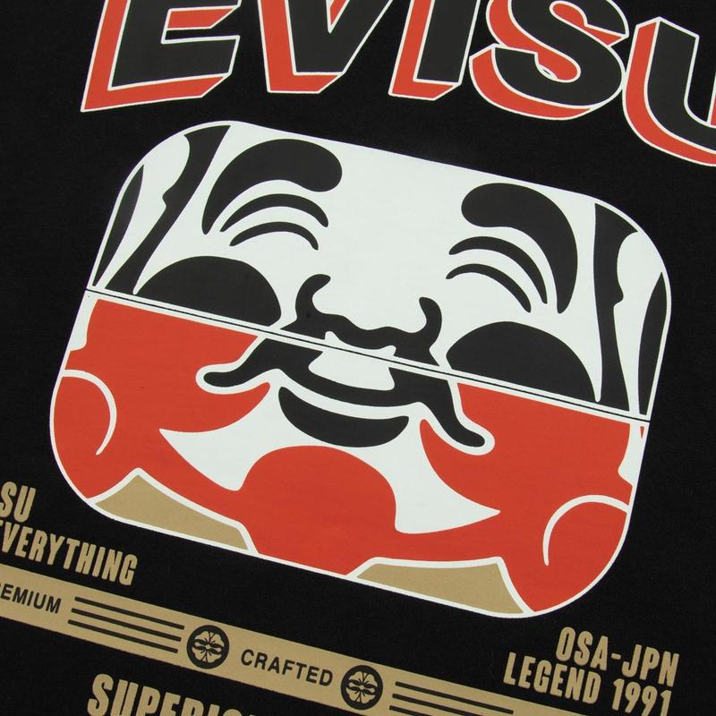 Evisu Мужская футболка с двусторонним принтом головы Будды Топы 2ESHTM3TS546LFCT