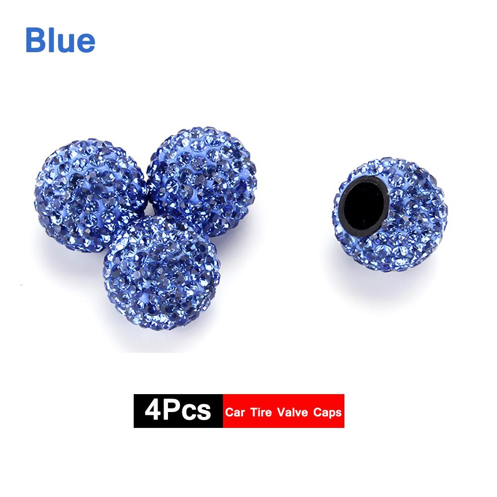 DSYCAR 4Pcs Crystal Rhinestone Universal Car Tire Valve Caps Attractive Dustproof Bling Car Accessories Valve Stems 1