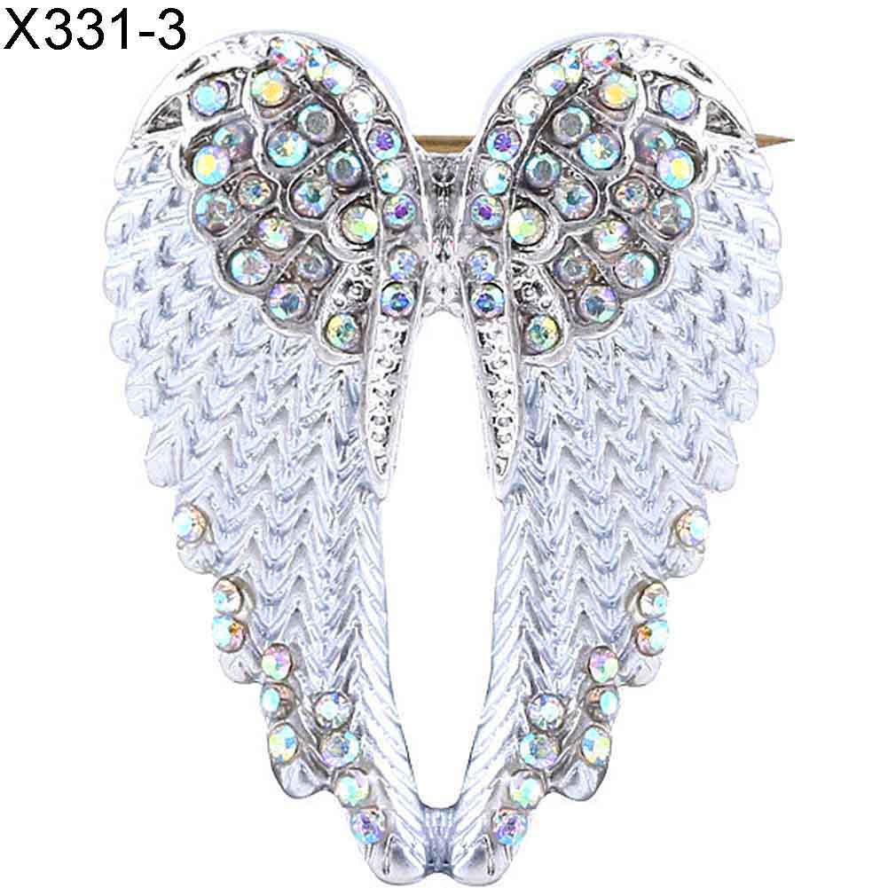 TJA Rhinestone Inlaid Angel Wing Brooch Pin Cardigan Scarf Corsage Badge Decor