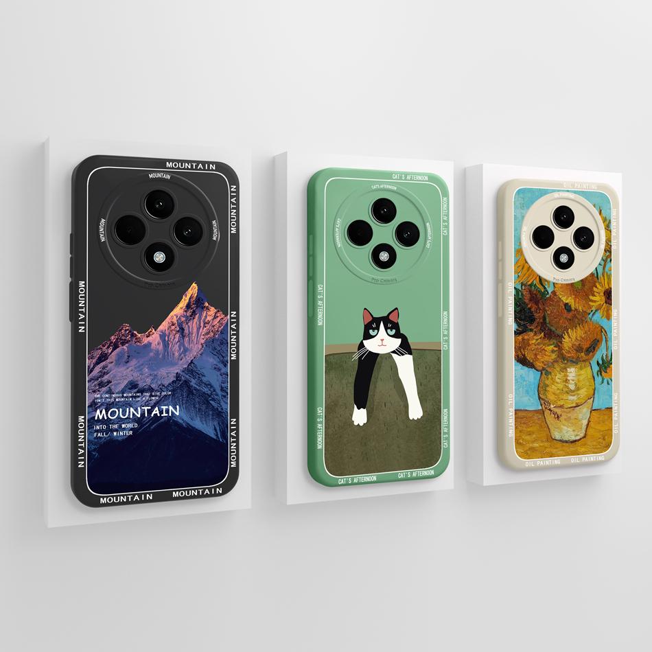 Чехол для Oppo Reno 12F Художественный Стиль Полное Покрытие Защита от Падения Funda Для Oppo Reno12 F 4G 5G Мягкие Жидкие Задние Крышки Телефона Coque