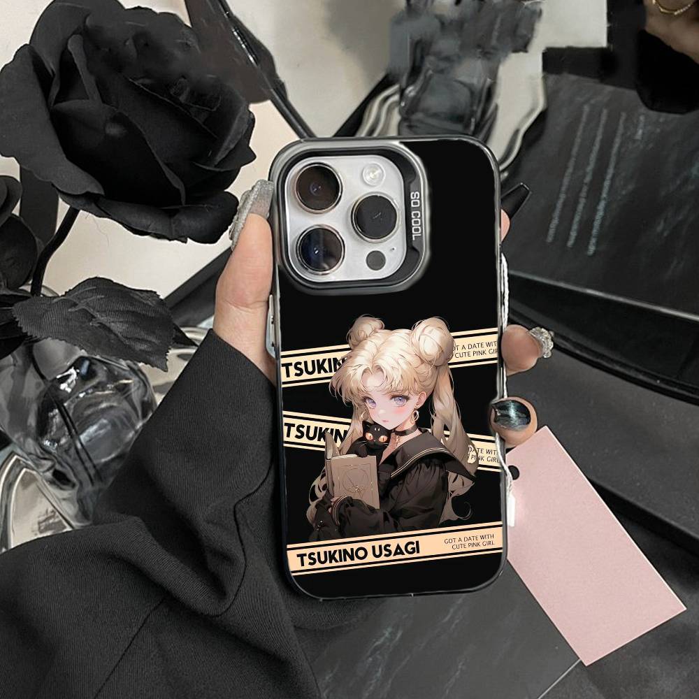 Cartoon F-Sailor M-Moons Phone Case For iPhone 17,16,15,14,13,12,Pro MAX Black Matte Shockproof Cover