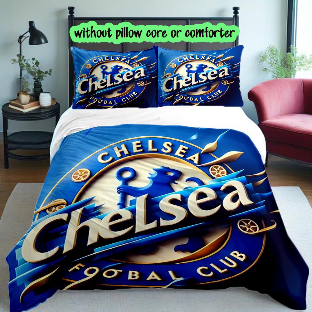 3pcs Duvet Cover Set, Chelsea FC Digital Print Bedding Set, Soft Comfortable Bedclothes For Bedroom, Guest Room