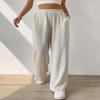 Straight-leg Trousers, Loose-fitting Home Casual Trousers, Mid-rise Solid Color Wide-leg Trousers