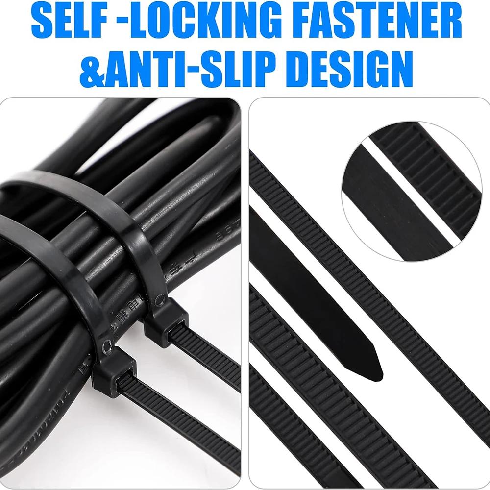 1000/100Pcs Self-locking Nylon Ties Adjustable Fastening Loop Tie Cables Bundle Set For Home Office Detachable Cord Tie Straps