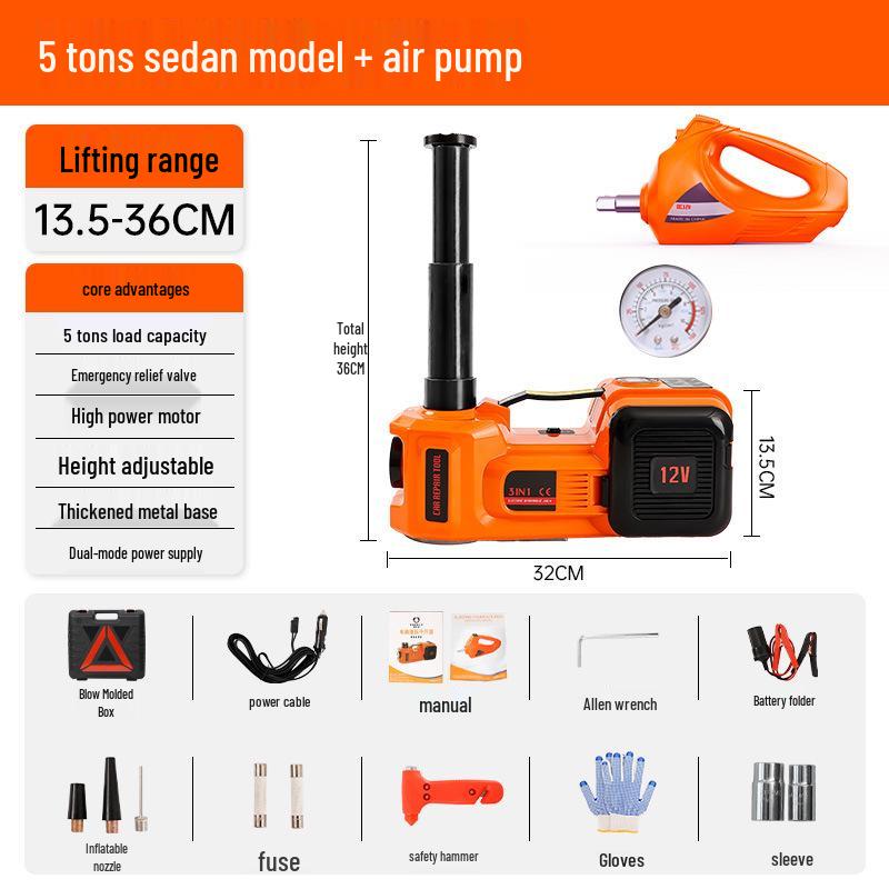 12V Off-Road Electric Hydraulic Car Jack & Inflatable Pump Tire Change Kit
