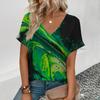 Цветная масляная живопись Tie Dye 3D принт футболки женские футболки с V-образным вырезом и коротким рукавом Y2k Harajuku уличная одежда футболки топы женская одежда