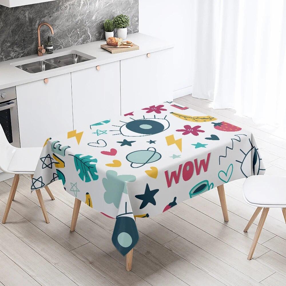 Милая скатерть в виде кролика, животных, растений, прямоугольная, водонепроницаемая и маслостойкая, ресторанный стол, кухонное украшение для дома