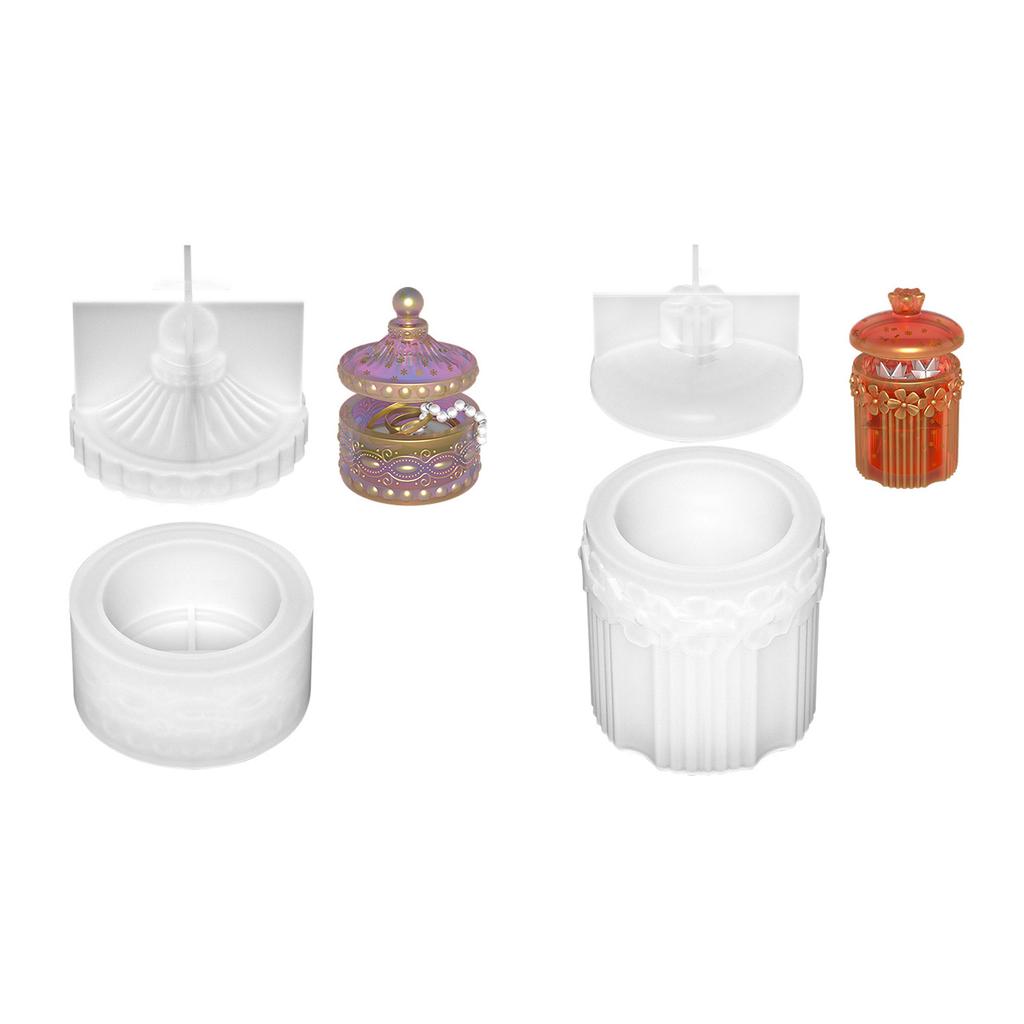 Jar Molds Storage Box Silicone Molds Lace Jewelry Box Epoxys Resin Moulds Container Molds for DIY Art Crafts Making