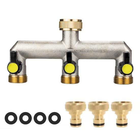 3-ходовой садовый шланговый разветвитель, никелированный латунный кран-коллектор, 3/4-дюймовый морозостойкий уличный шланговый патрубок-адаптер для садов, дворов, ферм