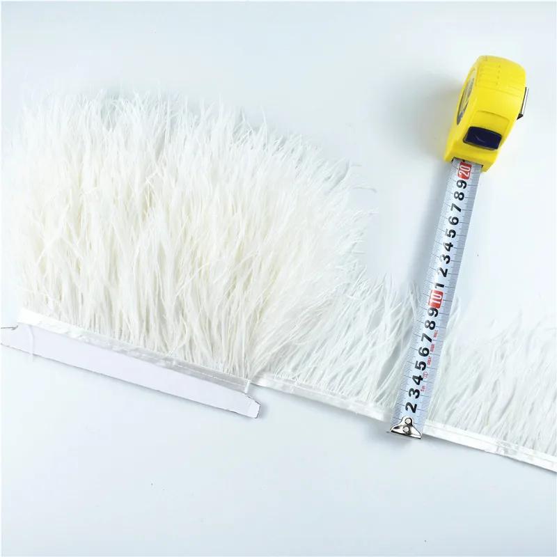 Feather1M 5M 10Meter 8-10CM Light Blue Ostrich feather trims ribbon Skirt DIY Clothing Black White Ostrich feathers For Crafts Plumes