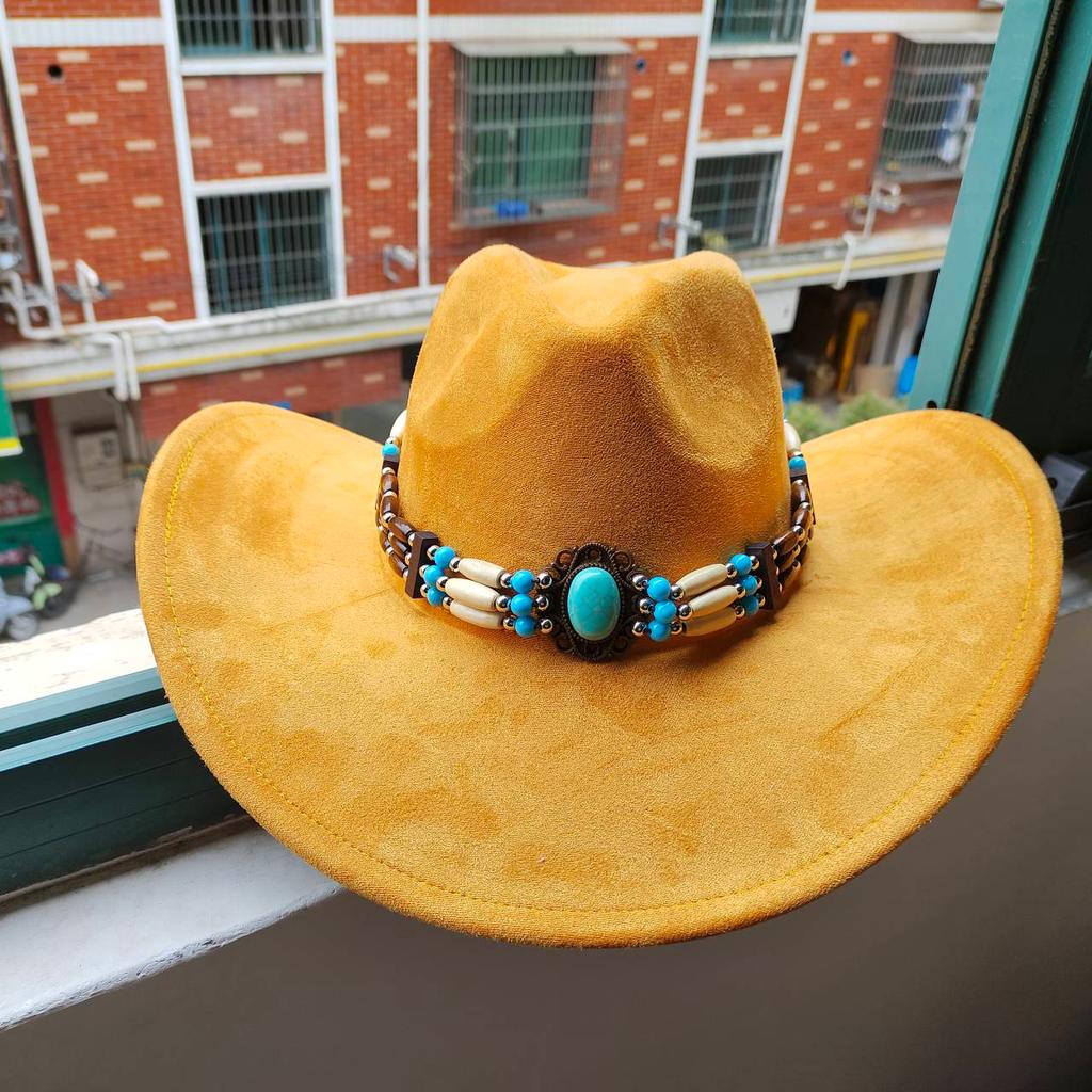 Замшевая шляпа Fedora Ковбойские шляпы в стиле вестерн Замшевая ковбойская шляпа в стиле вестерн Мужская и женская ковбойская шляпа с большими полями с каплевидным верхом