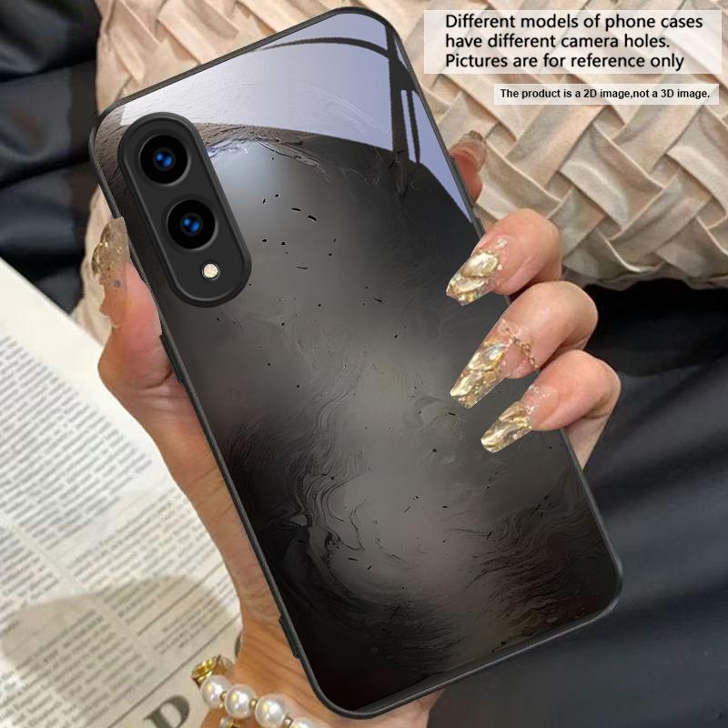 Слияние цвета и текстуры Для Для Samsung Galaxy S25+ S24+ S26 Ultra S25 Edge S24 FE S23 S22 S21 S20 Plus Черный Стеклянный Чехол для Телефона