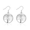 New 925 Sterling Silver Earrings For Women High Quality Jewelry Hollow Carved Round Tree Christmas Gifts