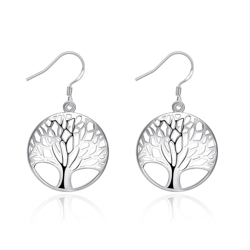New 925 Sterling Silver Earrings For Women High Quality Jewelry Hollow Carved Round Tree Christmas Gifts