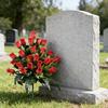 Artificial Cemetery Flower 24 Heads Faux Silk Rose Bush Memorial Rose Flower Bouquet for Headstones Gravesite Vase