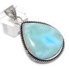 Natural Republic Larimar Gemstone 925 Sterling Silver Jewelry Pendant 2.05" U1o43