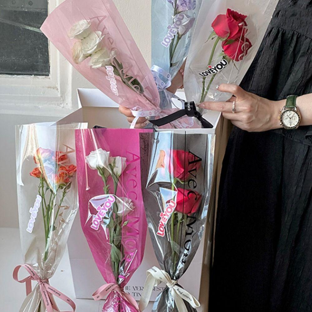 20PCS Waterproof Single Flower Packaging Bag Package Supplies Bouquet Packing Material Mother's Day