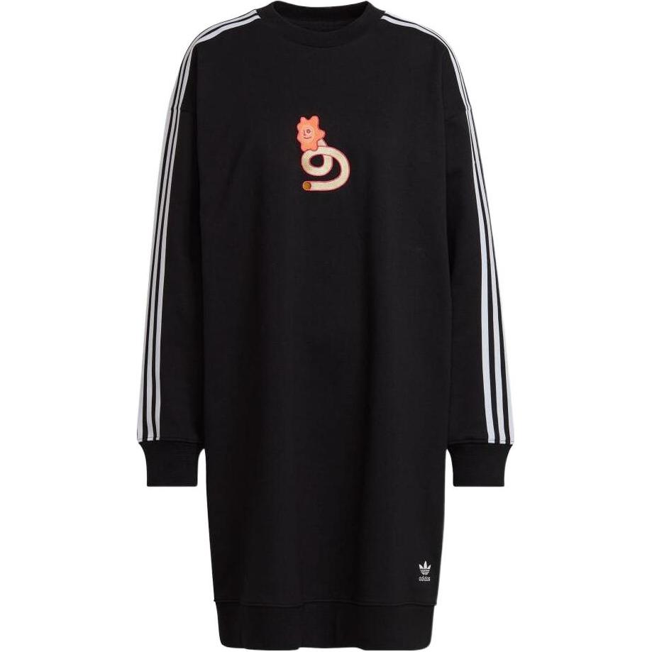 adidas Оригинальное платье с длинным рукавом женское черное HT3773
