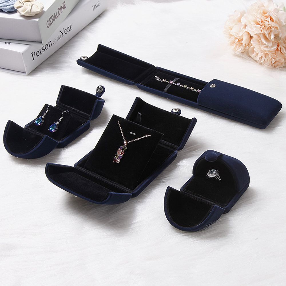 Travel Solid Color Velvet Jewelry Box Double Open Jewelry Box Bracelet Holder Case Gift Box