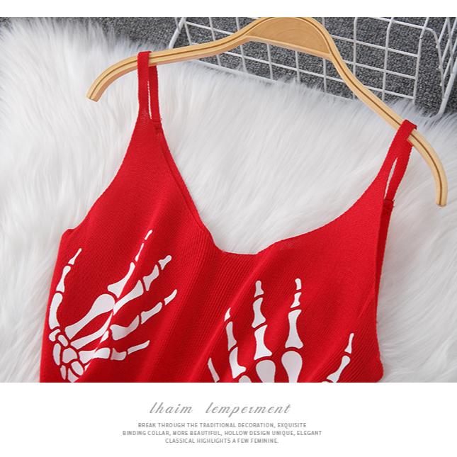 Летние женские сексуальные бретельки с принтом панк вязаный свитер мини короткие облегающие облегающие платья-пуловеры