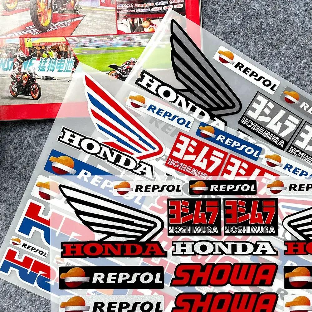 Подходит для наклеек на мотоцикл Honda, светоотражающие, водостойкие, наклейки для шлема, гоночные наклейки, аксессуары HRC, наклейки спонсоров FL3