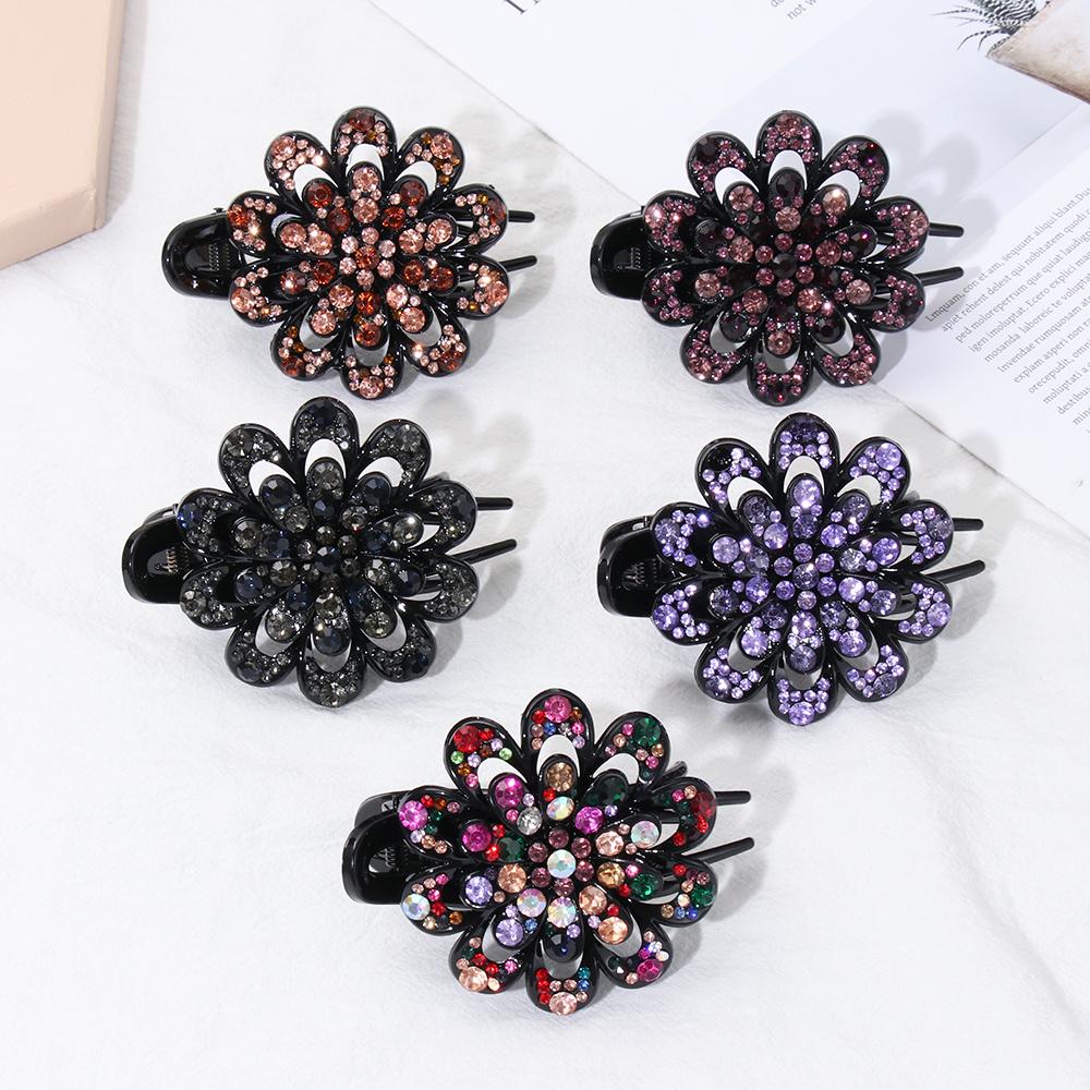 Headwear Accessories Hair Claws Rhinestone Hair Clip Dovetail Duckbill Pins Crystal Flower Hairpins