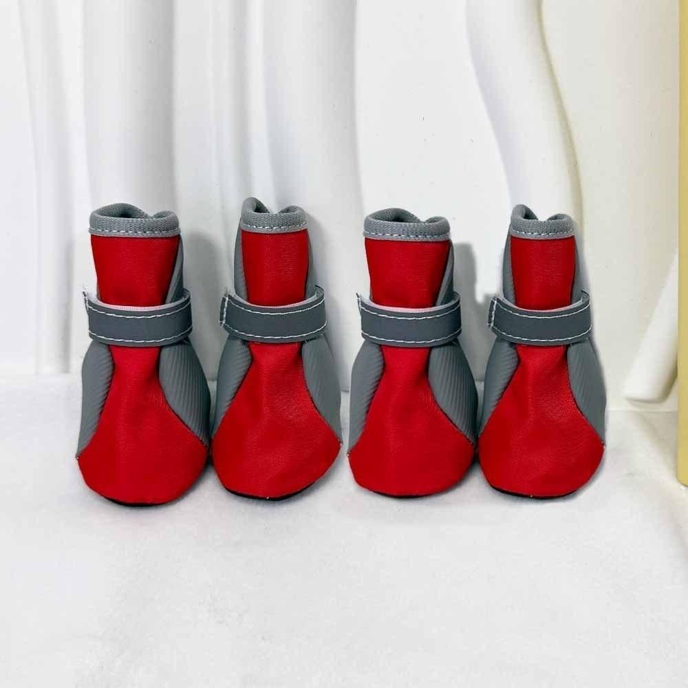 4pcs/set Fashion Warm Dog Cotton Shoes Thickened Reflection Dog Snow Boots Anti-Scratch Comfortable Anti-Slip Dog Shoes Outdoors