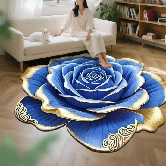 Non-Slip Floor Mat 3D Realistic Floral Pattern Bath Mat Super Absorbent Rug Quick-Drying Easy Maintenance Door Mat