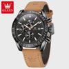 Luxury Quartz Watch for Men Nubuck Leather Strap Waterproof Chronograph Wristwatch New In Moon Phase Man Watch
