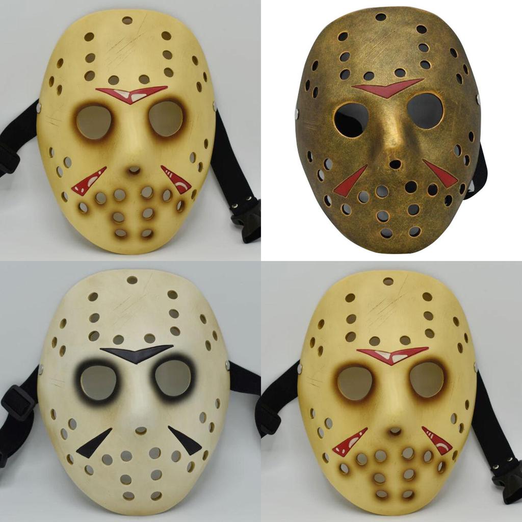 Яркая маска на Хэллоуин для вечеринок с уникальным дизайном Джейсона в желтых и медных тонах