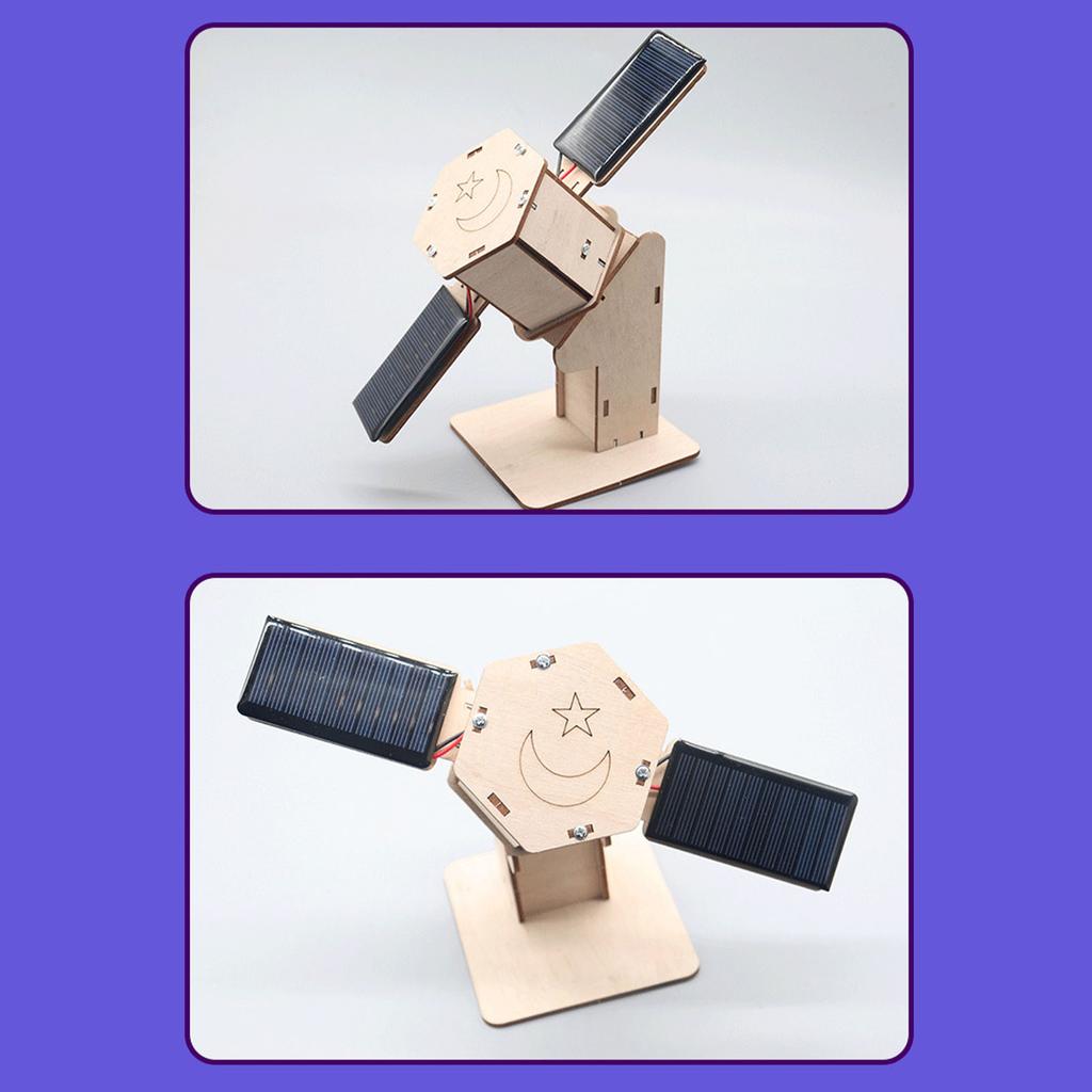Kids 3D Wooden Puzzles Solar Power STEM Toy DIY Space Satellite Model Craft Educational Science Building Kit