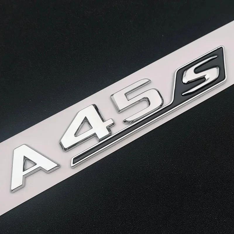 CTMMV1 Car Stickers 3D Chrome Black Red Car Trunk Letters Decal Sticker For Mercedes Benz A45 AMG W177 W176 A45S Logo Auto Accessories