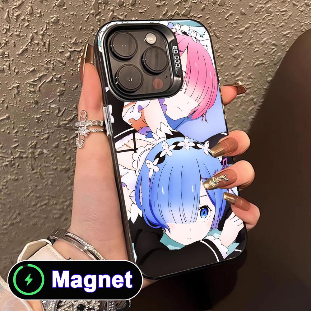 ReZero Rem Ram Translucent MagSafe Mobile Phone Case for iPhone 17 16 15 14 13 12 11 Air Pro Max Plus Colorful Cover