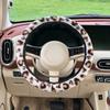 Чехол на руль автомобиля с леопардовым принтом, зимний, плюшевый, теплый, противоскользящий, без внутреннего кольца, защитный чехол на руль