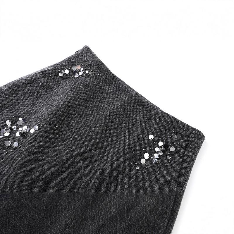 In Stock: Winter 2025 Women's 3D Beaded Sequined Wool A-line Skirt