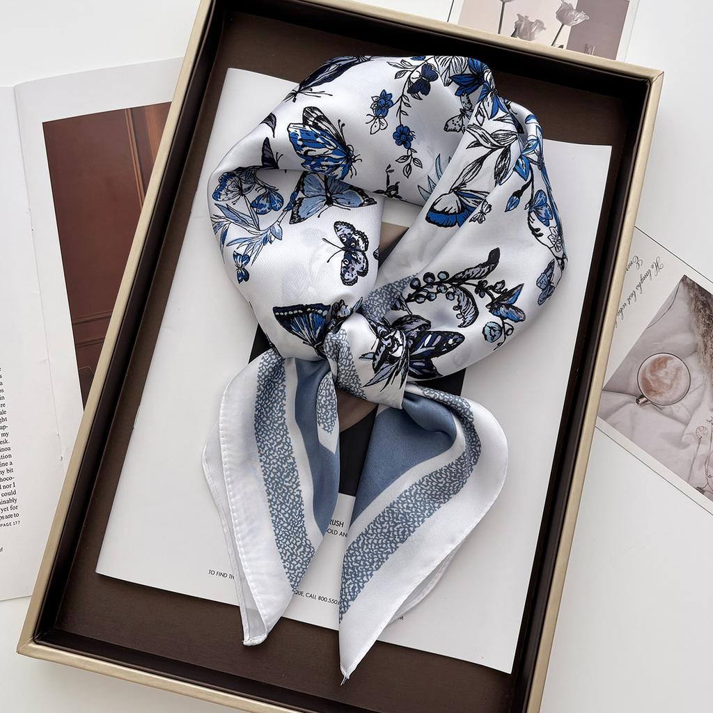 70cm  Scarf Women's Spring and Summer Thin Satin Square Scarf High-end Temperament Small Scarfs Shawl