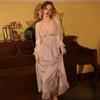 New Women's Robe Suit Spring Satin Lace Long Dress with Padded Backless Casual Sexy Pajamas for Women