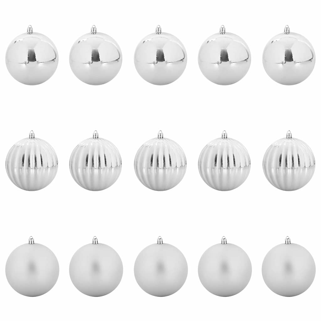 XL Christmas Ornament Set 15 pcs Silver Plastic