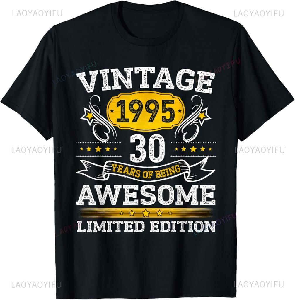 Vintage 1995 Limited Edition 30th Birthday Gifts 30 Year Old TShirt Unisex Summer Streetwear Tops Customizable Summer Tops