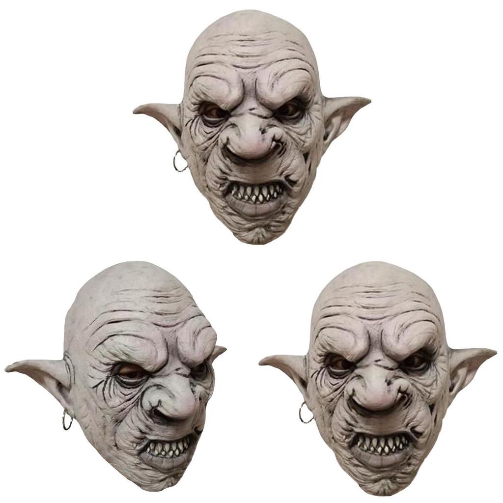 Latex Horror Mask For Halloween Costume With Earring Accent And Haunted Theme