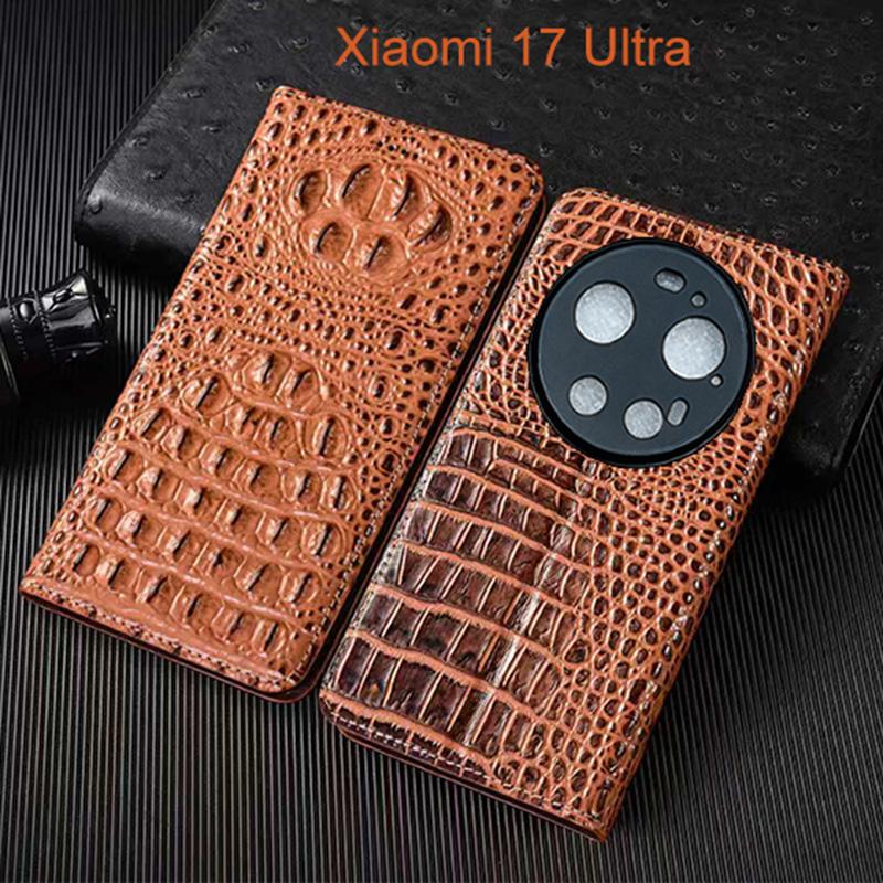 Чехол-книжка из натуральной кожи с текстурой крокодила для Xiaomi Mi 12 12T 13 13T 14 14C 14T 15 15S 15T 17 Pro Max Lite Ultra