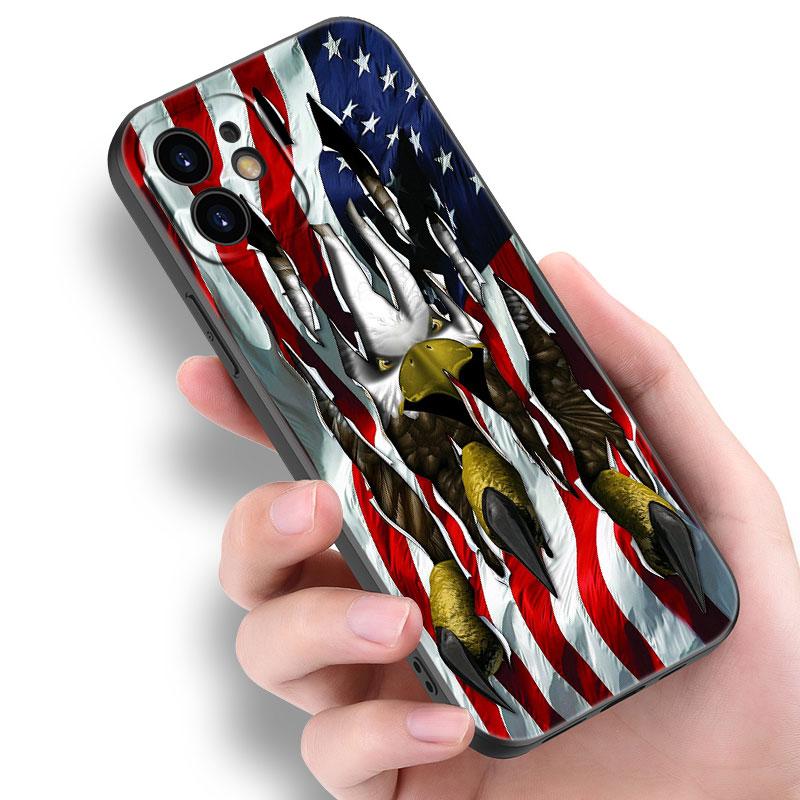 Чехол для телефона с американским флагом США и орлом для Apple iPhone 14 13 12 Mini 11 Pro Max 7 8 XR X XS 7 8 Plus SE 2020 2022, черный чехол