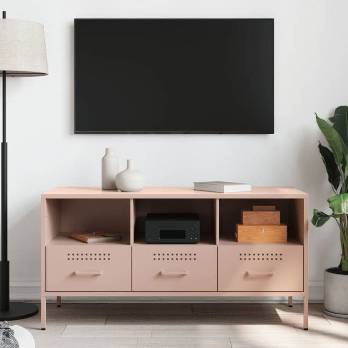 VidaXL Meuble TV, Armoire de Télévision avec Pieds, Support Télé avec Rangement Salon Salle de Séjour, Rose 100,5x39x50,5 cm 843037