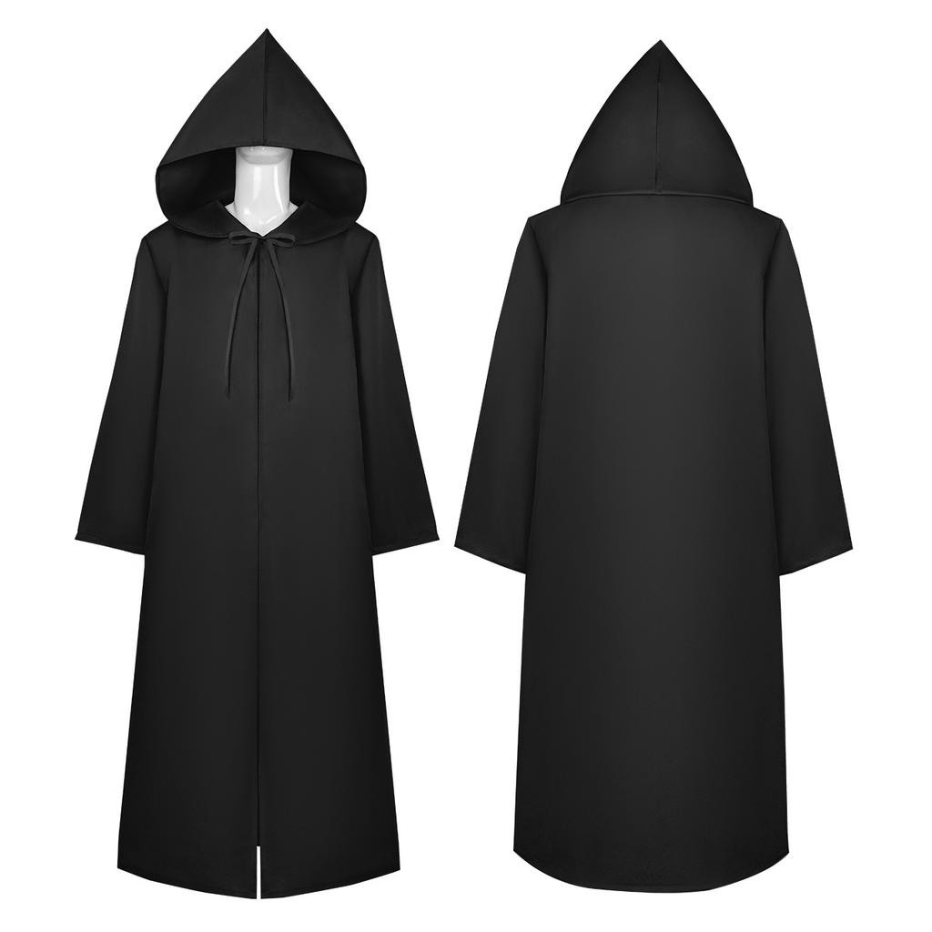Взрослый плащ на Хэллоуин с капюшоном средневековый костюм ведьмы колдовство вампира Хэллоуин плащ волшебника халат платье пальто
