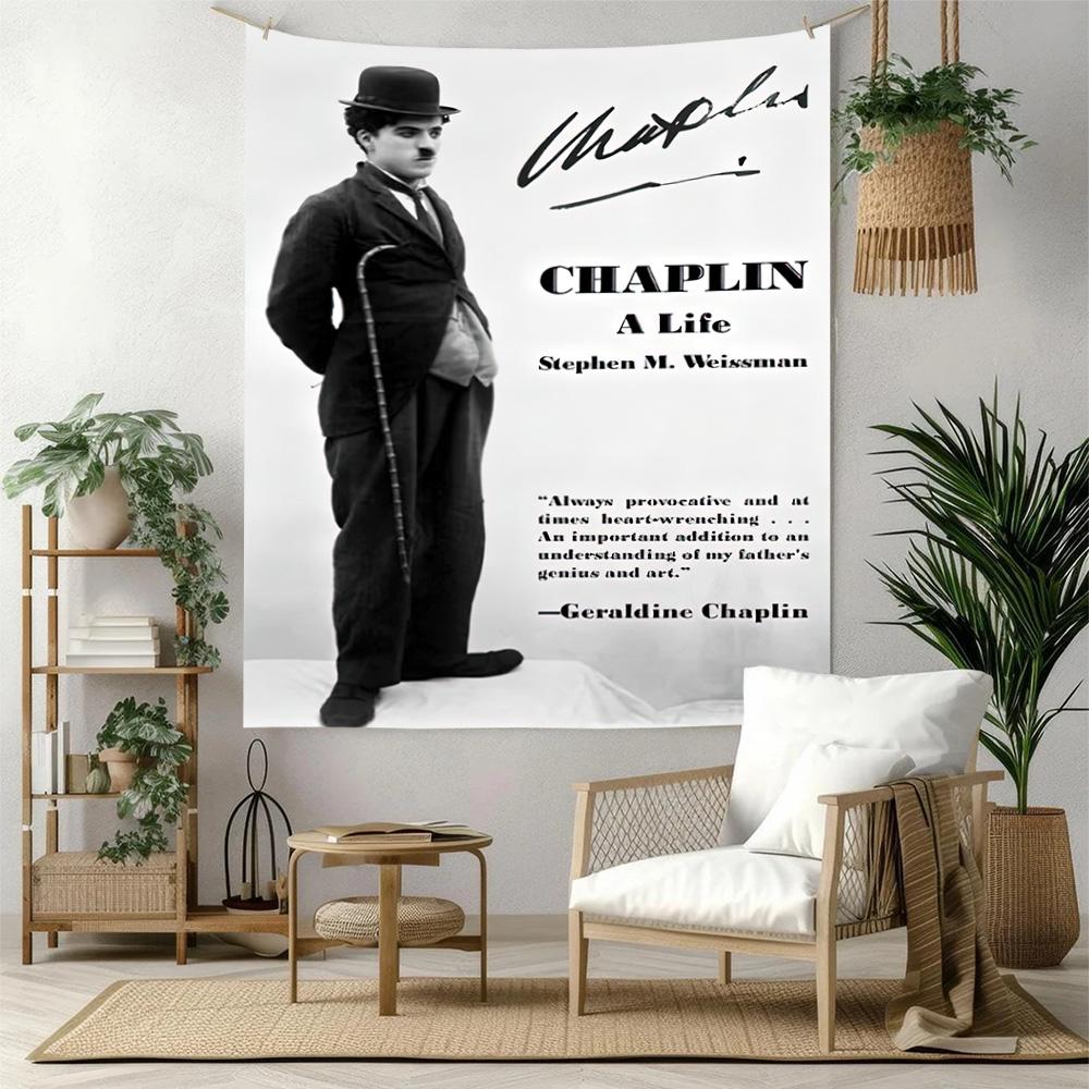 Charlie Chaplin Wall Decor Tapestry Art For Pet Memorial Birthdaywedding Party Backdrop Family Gift