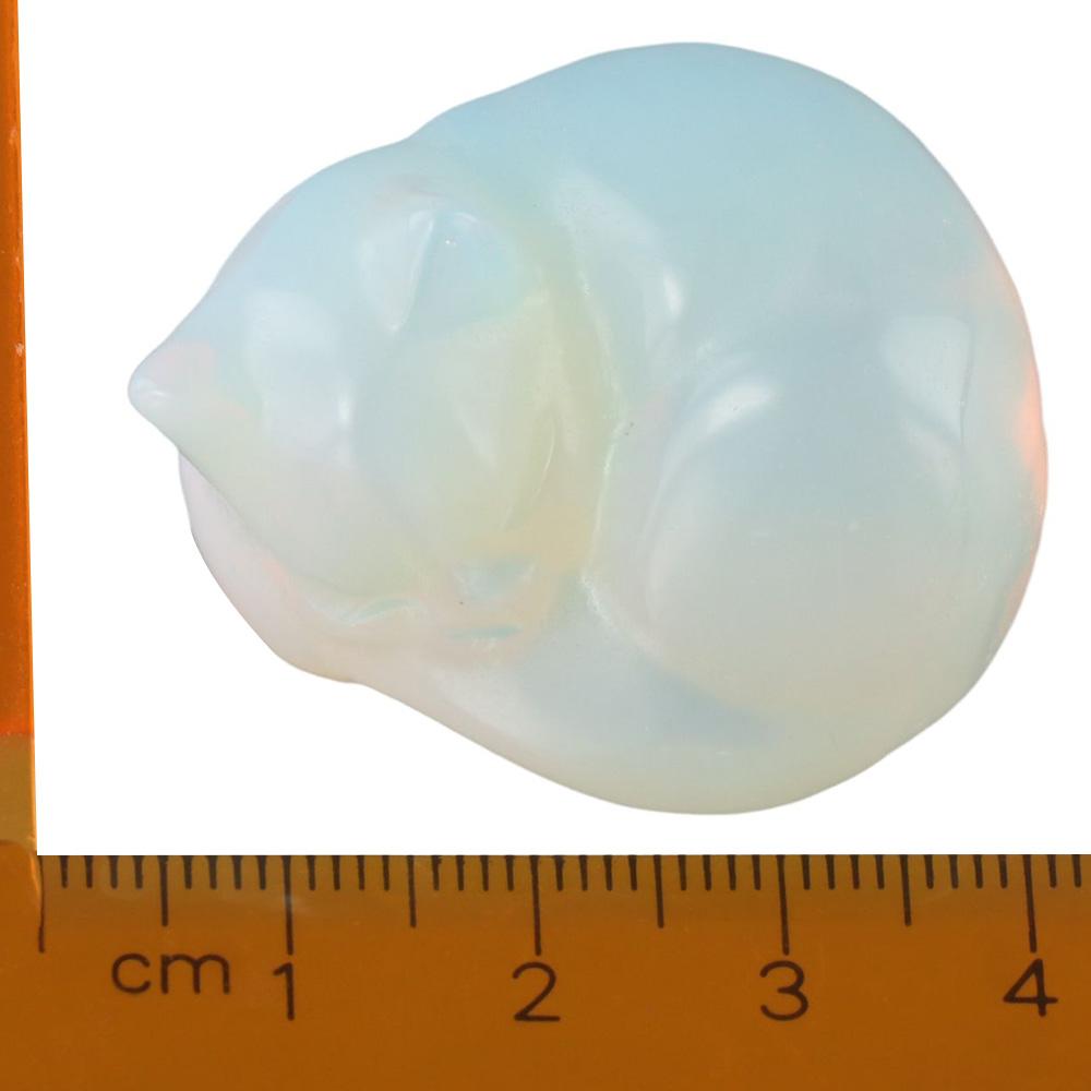 Semi-precious Stone Cat Statue Obsidian/Opal Sleeping Cat Statue Crystal Sleeping Cat Home