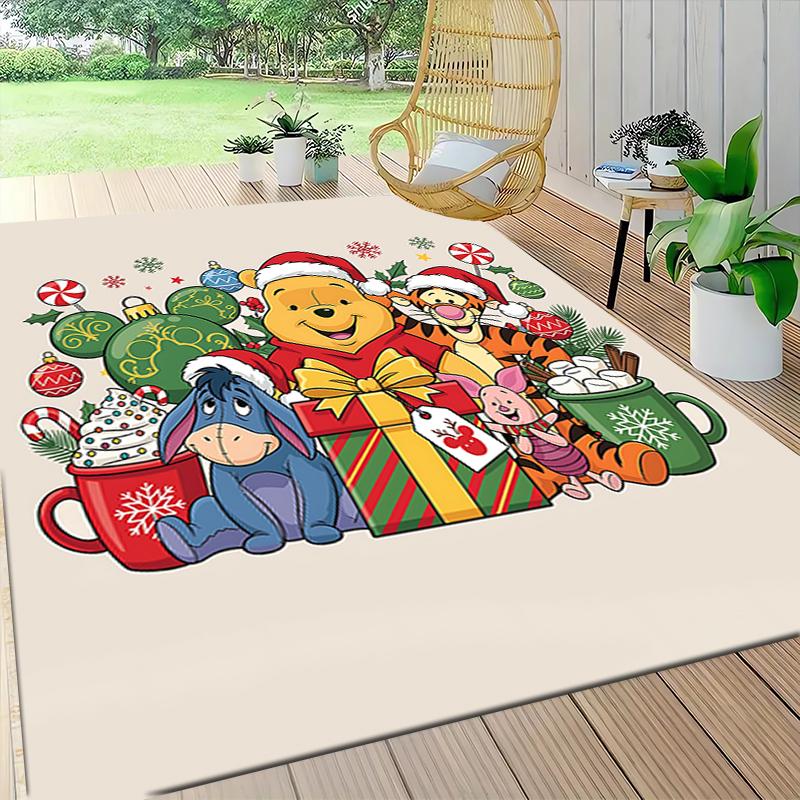 Christmas Winnie Pooh Party Carpet Rug Soft Washable Anti Slip Home Living Room Sofa Mats Personalized Christmas Rug